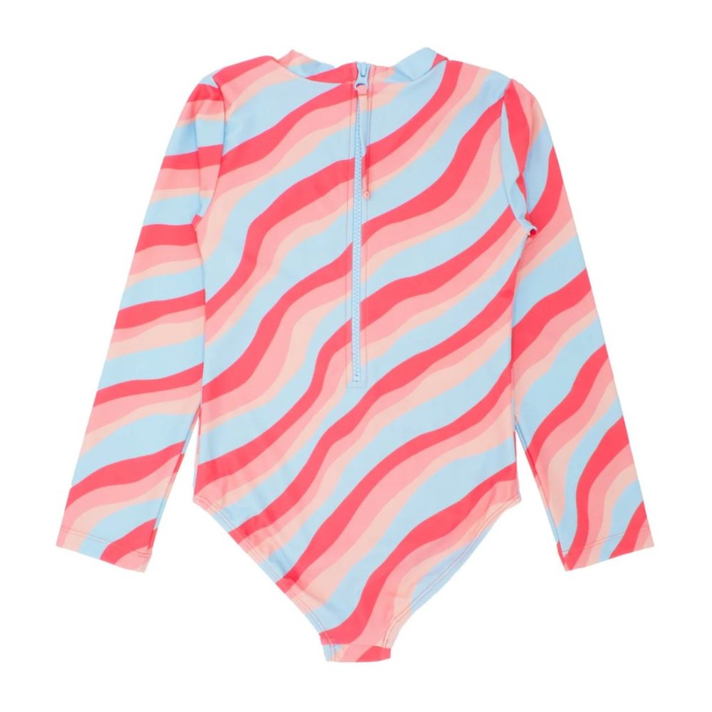 Feather 4 Arrow, girl's size 14, long sleeved one piece surf suit in blue/coral. - Picture 3 of 8